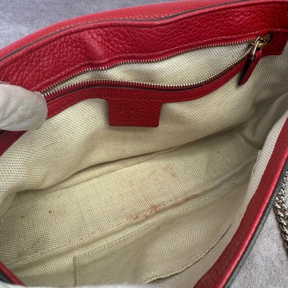 Gucci Soho Flap Chain Leather Crossbody Bag - Picture 12 of 16